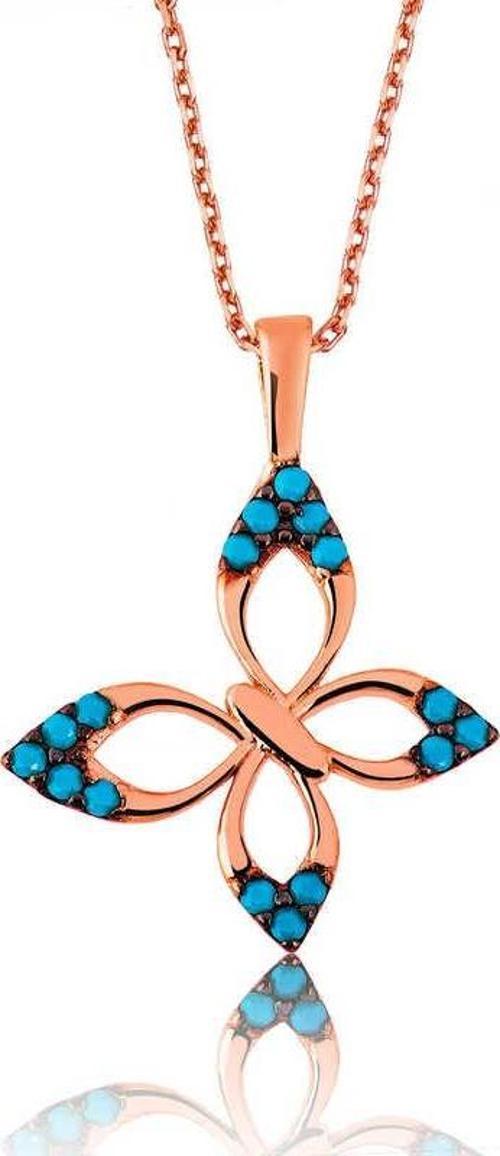 925 Ayar Gümüş Mavi Kelebek Kadın Gümüş Kolye