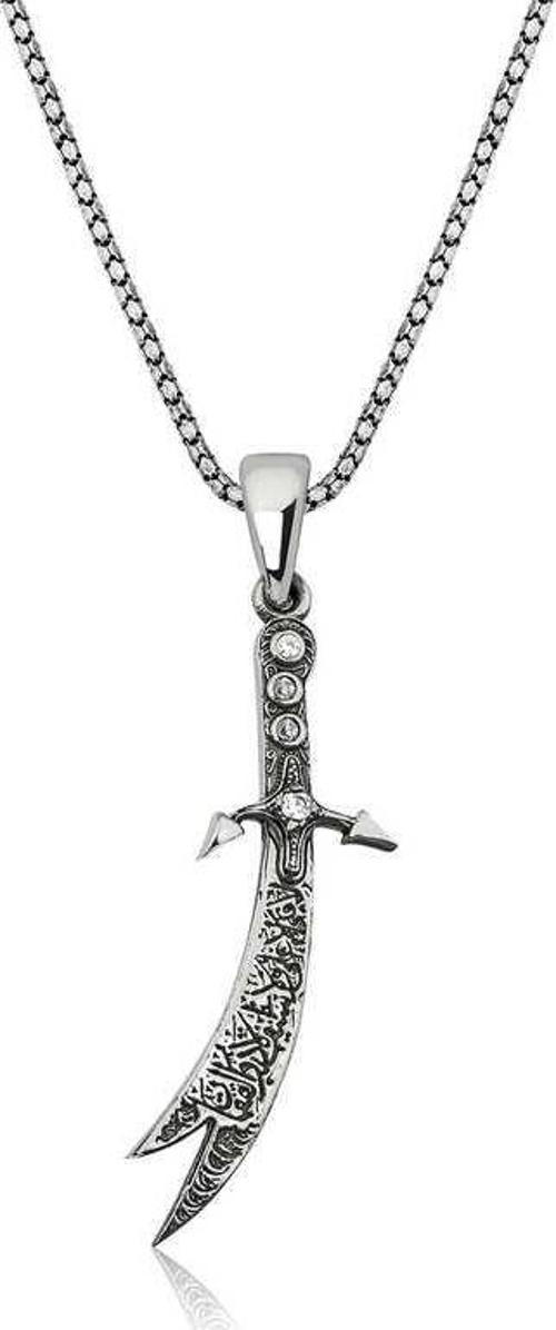925 Ayar Gümüş Zülfikar Kılıcı Erkek Gümüş Kolye