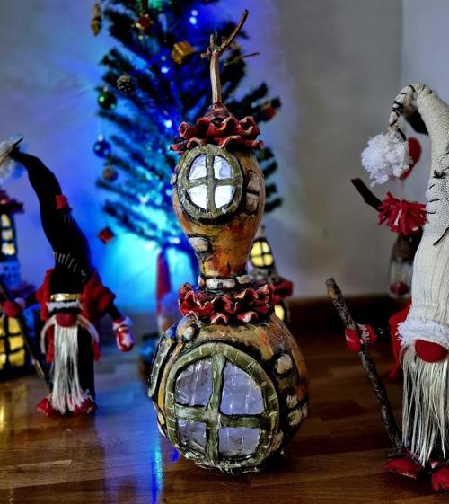 el yapımı güneş enerjili kabak aplik ev -bahçe dekuru