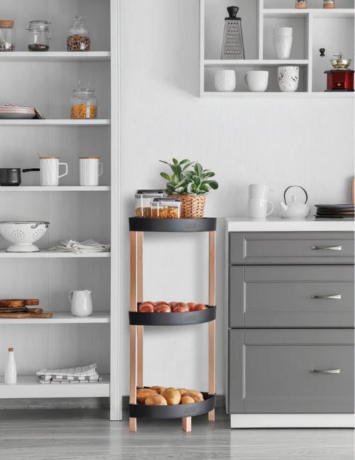 Ahşap 3 Katlı Mutfak Banyo Düzenleyici Organizer Rafı