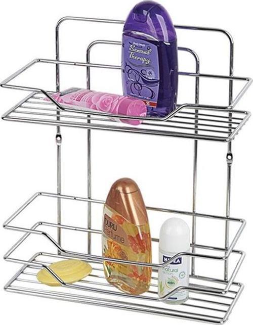 Krom Raf 2 Katlı Banyo Düzenleyici Şampuanlık Paslanmaz