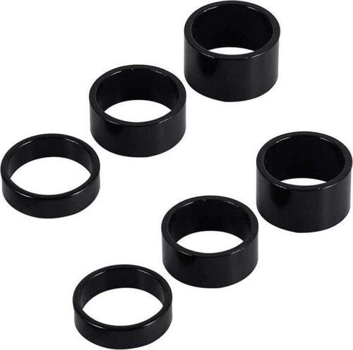 Bisiklet Furş Spacer 6'lı Paket (3/5/8/10/15/20mm) Siyah Furş Takımı Yüzüğü Gidon