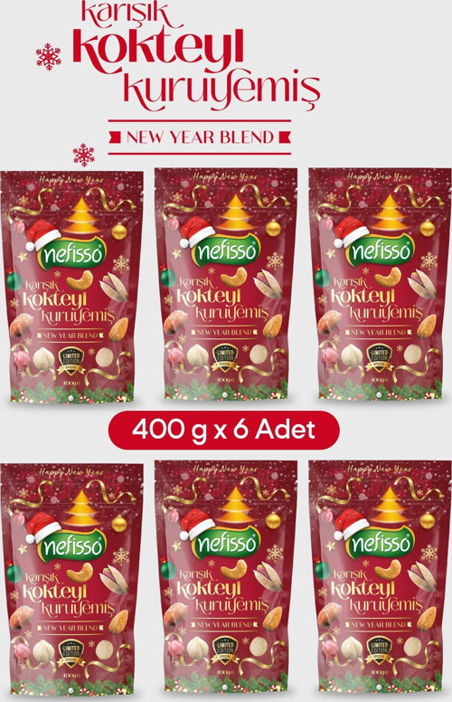 Yılbaşı Özel Çerezi - Karışık Kokteyl Kuruyemiş 400 G X 6 Adet Hediyelik