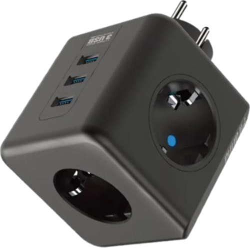 Priz Küp Akım Korumalı Isıya Dayanıklı Termal Çocuk Korumalı 3 Priz Girişli 3 USB Girişli Küp Priz