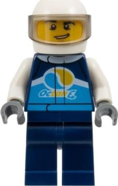Minifigür - Race Car Driver, Male, Dark Blue 'Octan E' Racing Jacket and Legs, White Helmet cty1110
