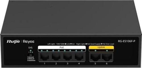 -Reyee Rg-Es106F-P 4 Port Poe+ 10-100-1000 Mbps+2 Port 10-100 Mbps Uplink Switch