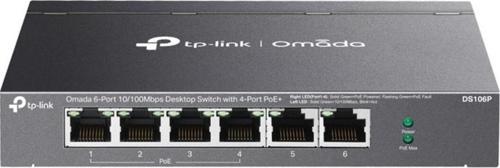 Omada Ds106P 4 Port 10-100 Poe+ 2 Port 10-100 Mbps Uplink Switch Çelik Kasa Rack Mount