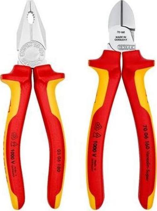 2'li Set 1000V Kombine Pense 180 mm 1000V Yan Keski 160 mm