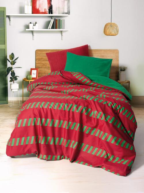 Festive Tek Kişilik Lastikli Çarşaflı Nevresim Takımı Holly Yeşil