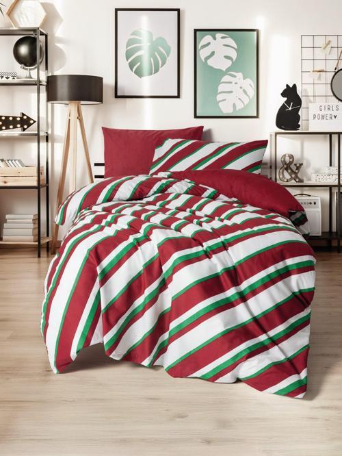 Festive Tek Kişilik Lastikli Çarşaflı Nevresim Takımı Merry Kırmızı