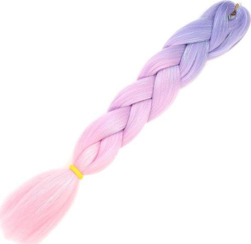 Simli Lila / Pembe / Şeker Pembesi Ombreli Örgülük Saç 100 Gr.