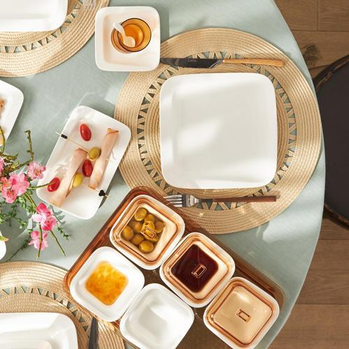 Fabio Amber Porselen 41 Parça 6 Kişilik Kahvaltı/Servis Takımı Kare
