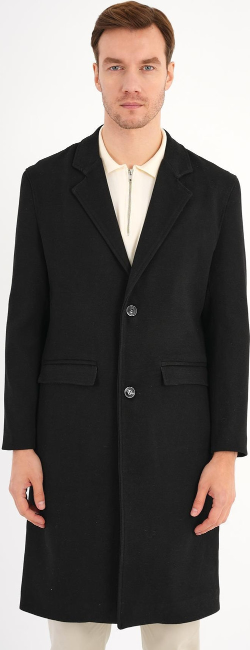 Nordic Siyah Erkek Kaşe Kaban