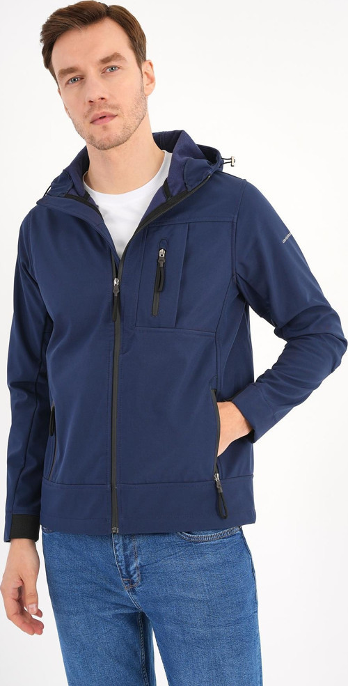 Shell Lacivert Erkek Softshell Mont Kapüşonlu Comfort Fit