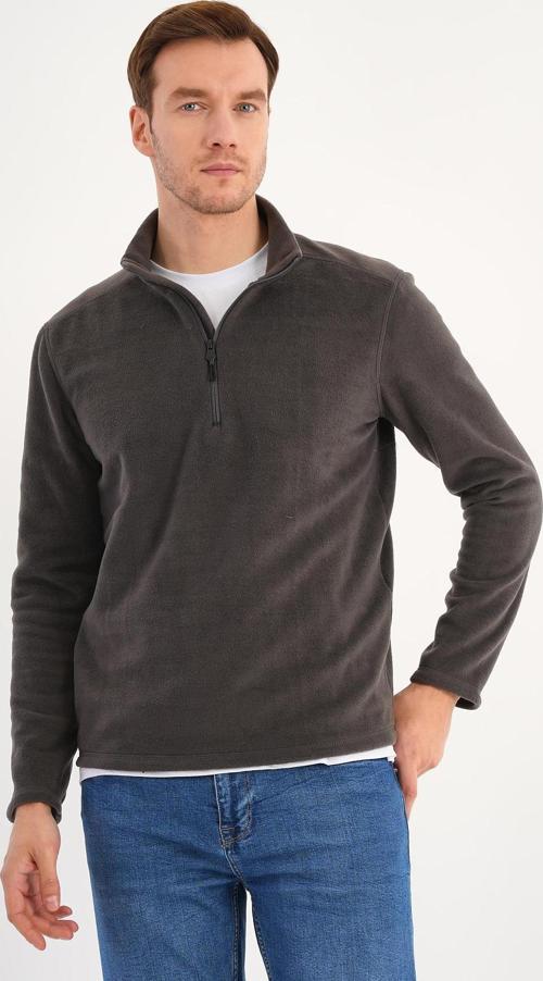 Füme Polar Sweatshirt Erkek Dik Yaka