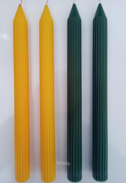 Yılbaşı Özel Serisi 4'lü Sarı Yeşil Şamdan Doğal Kokulu Soya Mumu Yeni Yıl Noel Uzun Çubuk Konik Mum