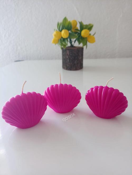 3'lü Pembe Fuşya Mini İstiridye Deniz Kabuğu 1. Kalite Doğal Kokulu Mum Dekoratif