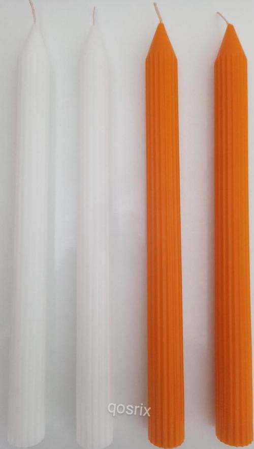Yılbaşı Özel Serisi 4'lü Turuncu Beyaz Şamdan Doğal Kokulu Soya Mumu Yeni Yıl Noel Uzun Çubuk Konik Mum