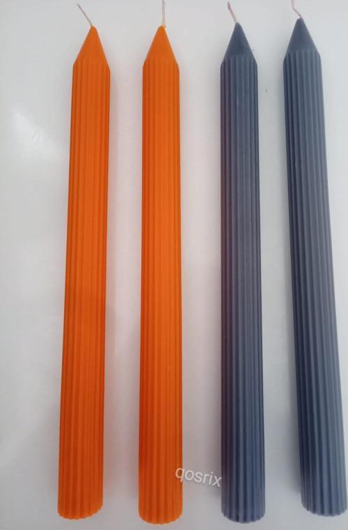 Yılbaşı Özel Serisi 4'lü Turuncu Gri Şamdan Doğal Kokulu Soya Mumu Yeni Yıl Noel Uzun Çubuk Konik Mum