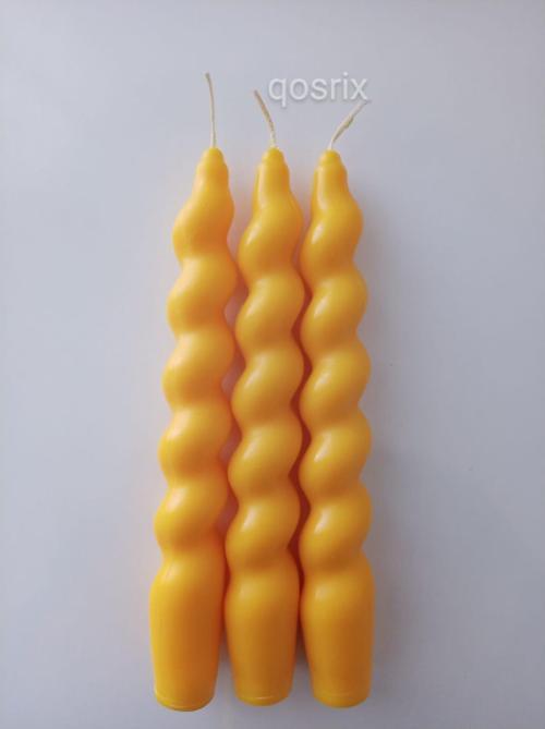 3'lü Sarı İtalyan Burgulu Şamdan Mumu Doğal Kokulu Uzun Çubuk Konik Burgu Spiral Mum Dekoratif