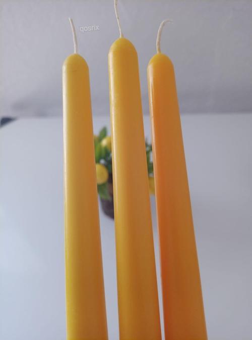 3'lü Sarı Şamdan Mumu 1. Kalite Doğal Kokulu Uzun Çubuk Konik Mum