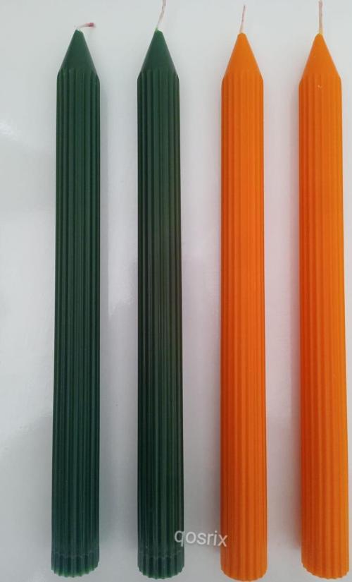 Yılbaşı Özel Serisi 4'lü Turuncu Yeşil Şamdan Doğal Kokulu Soya Mumu Yeni Yıl Noel Uzun Çubuk Konik Mum