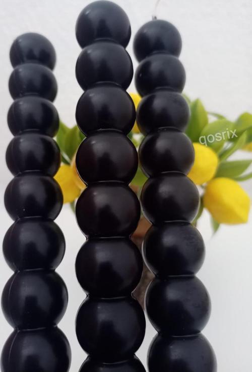 3'lü Siyah Boncuk Şamdan Soya Mumu Doğal Kokulu Uzun Çubuk Konik Geometrik Şekil Mum Dekoratif