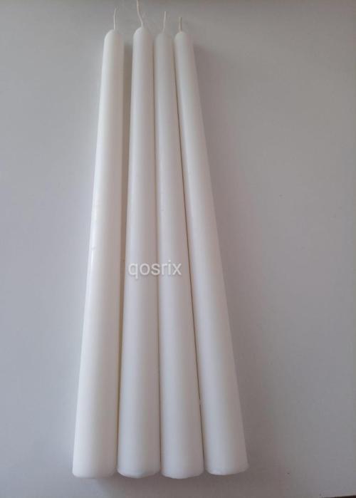 4'lü Beyaz Şamdan Mumu 1. Kalite Doğal Kokulu Uzun Çubuk Konik Mum