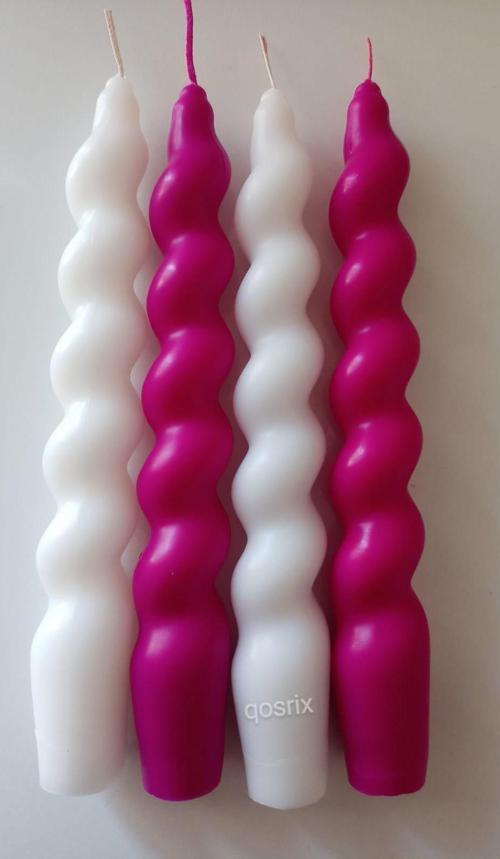 4'lü Çok 4 Renkli Italyan Burgulu Şamdan Soya Mumu Doğal Kokulu Uzun Çubuk Konik Burgu Spiral Mum