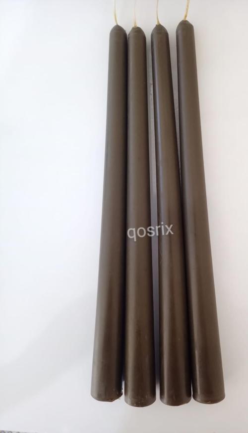 4'lü Kahverengi Şamdan Mumu 1. Kalite Doğal Kokulu Uzun Çubuk Konik Mum Dekoratif