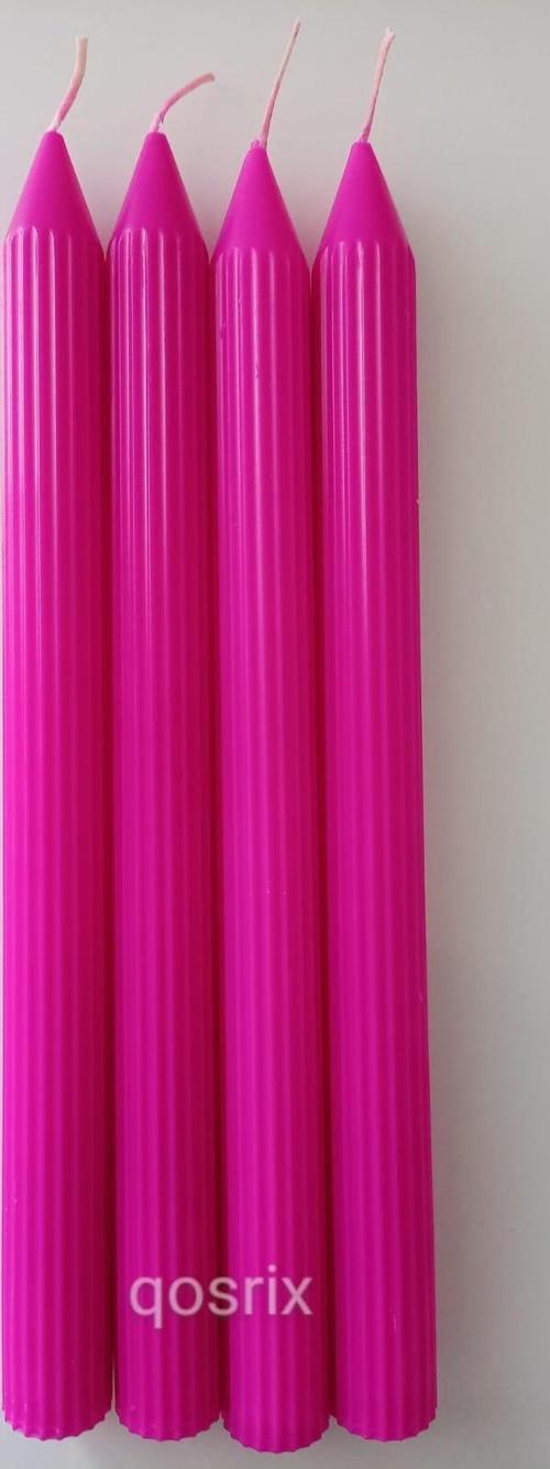 4'lü Pembe Fuşya Şamdan Mumu 1. Kalite Doğal Kokulu Uzun Çubuk Konik Mum Dekoratif