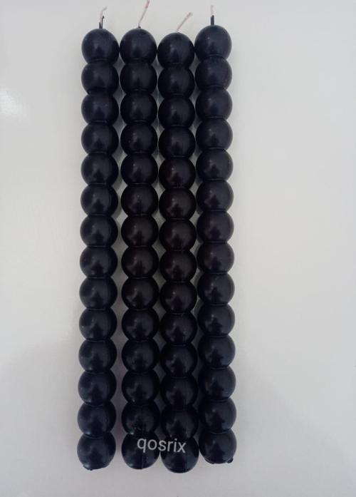 4'lü Siyah Boncuk Şamdan Soya Mumu Doğal Kokulu Uzun Çubuk Konik Geometrik Şekil Mum Dekoratif