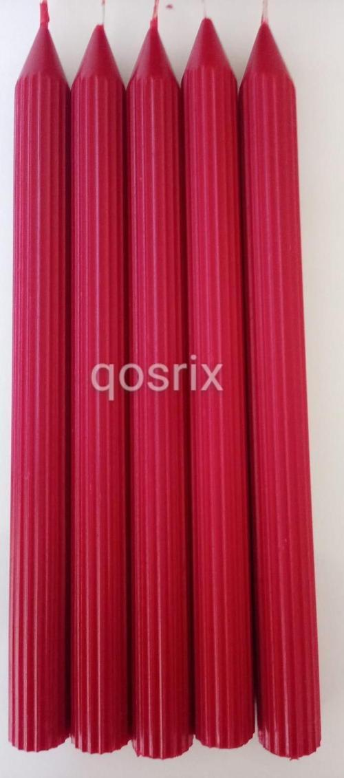 5'li Kırmızı Şamdan Mumu 1. Kalite Doğal Kokulu Uzun Çubuk Konik Mum Dekoratif
