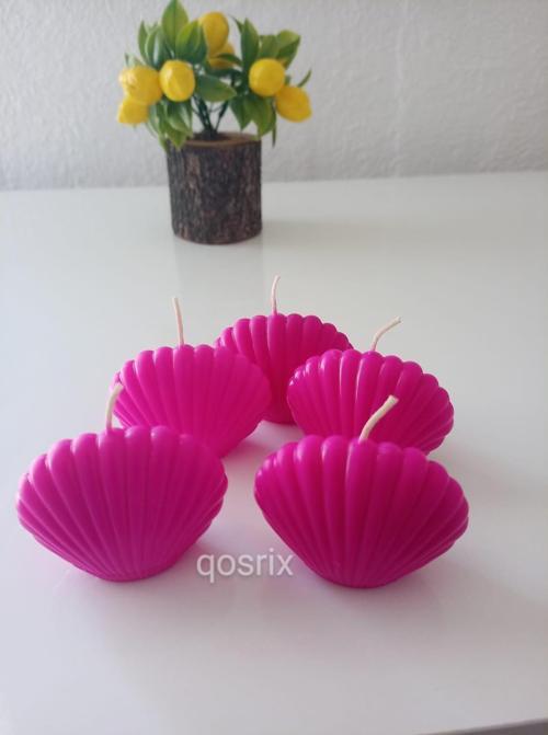 5'li Pembe Fuşya Mini İstiridye Deniz Kabuğu 1. Kalite Doğal Kokulu Mum Dekoratif