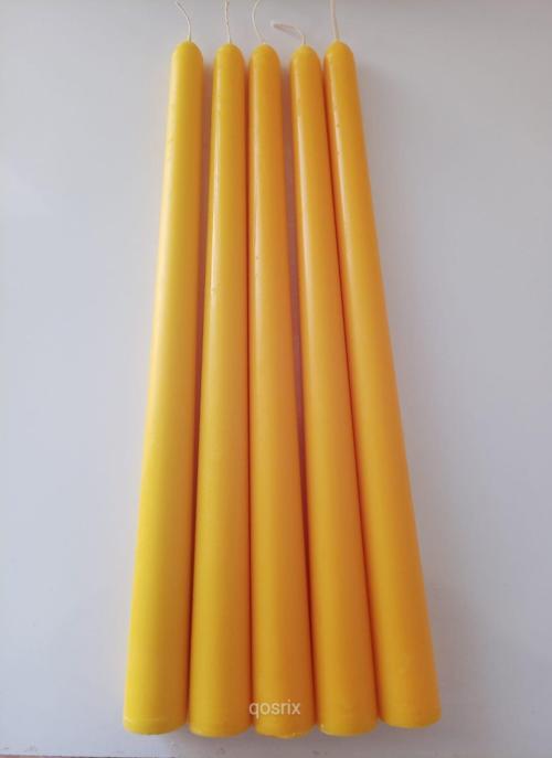 5'li Sarı Şamdan Mumu 1. Kalite Doğal Kokulu Uzun Çubuk Konik Mum