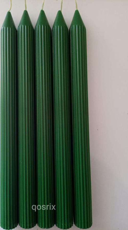 5'li Yeşil Şamdan Mumu 1. Kalite Doğal Kokulu Uzun Çubuk Konik Mum Dekoratif