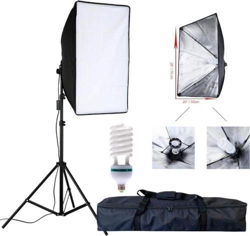 50X70 Tek Duylu Softbox Sürekli Işık Seti 85W Ampullü