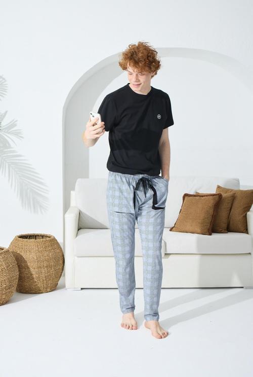 1014 Erkek 0 Yaka Kısa Kol Pijama Takım