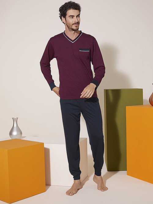9209 Erkek V Yaka Kol Paça Manşet Pijama Takımı