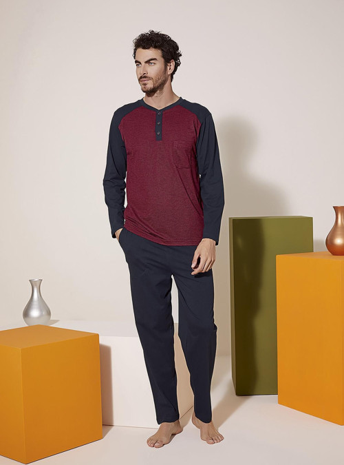 9201 Erkek Midi Yaka Pijama Takım