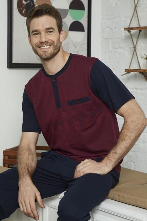 9051 Erkek Midi Yaka Pijama Takım