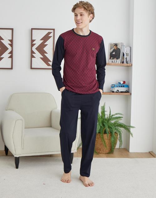 9251 Erkek 0 Yaka Uzun Kol Pijama Takım