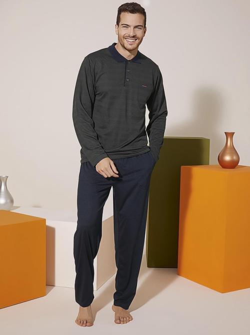 9213 Erkek Polo Yaka Pijama Takım