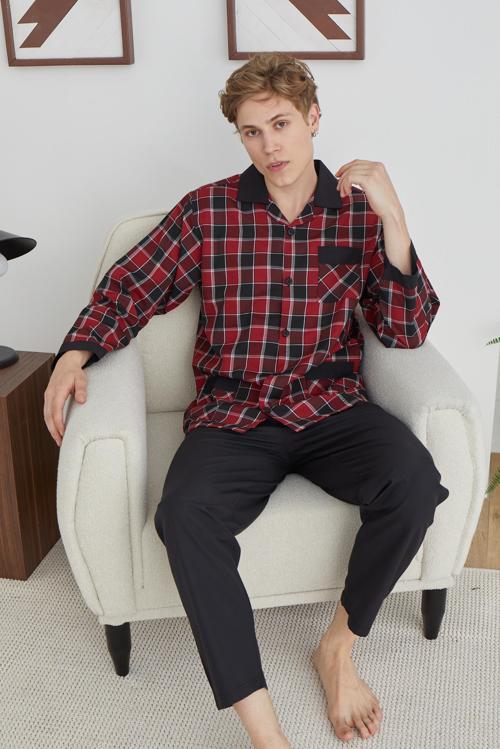 4017 Erkek Apaj Yaka Pijama Takım