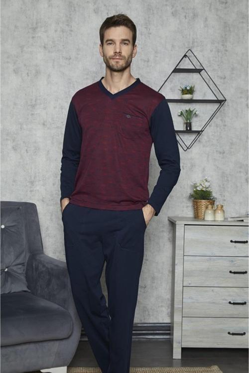 7420 Erkek Battal V Yaka Pijama Takımı