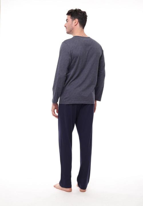 Pijadore 1404 Erkek Büyük Beden Uzun Kollu Düğmeli Pijama Takım