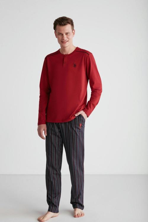 18738 Erkek Bordo Patlı Pijama Takım