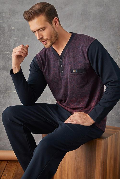 7033 Erkek Jivago Yaka Pijama Takım