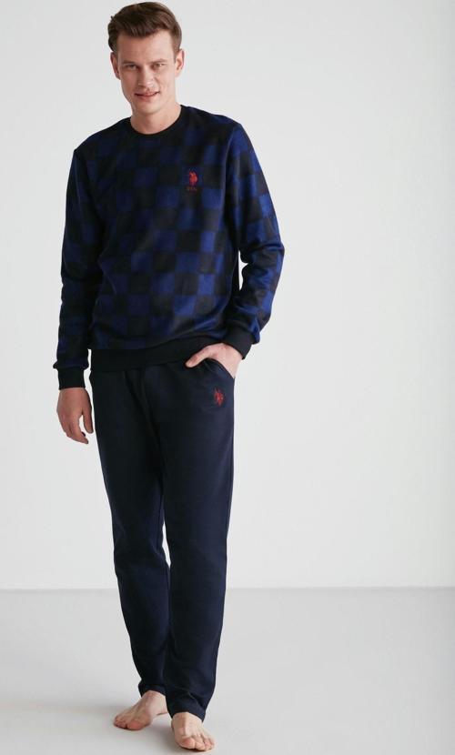 U.S Polo Assn 18713 Erkek Bordo Yuvarlak Yaka Pijama Takımı