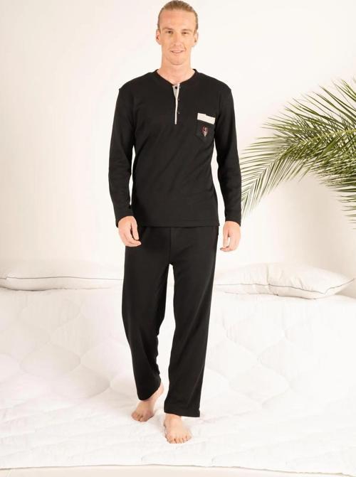 Gd Goldoremi 23403 Erkek Kışlık Yuvarlak Yaka Cepli Pamuklu Pijama Takımı